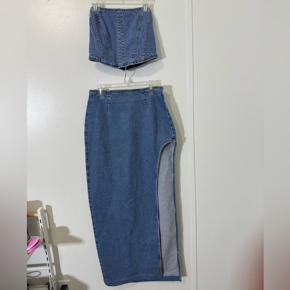 AFRM Navy Denim Ensemble